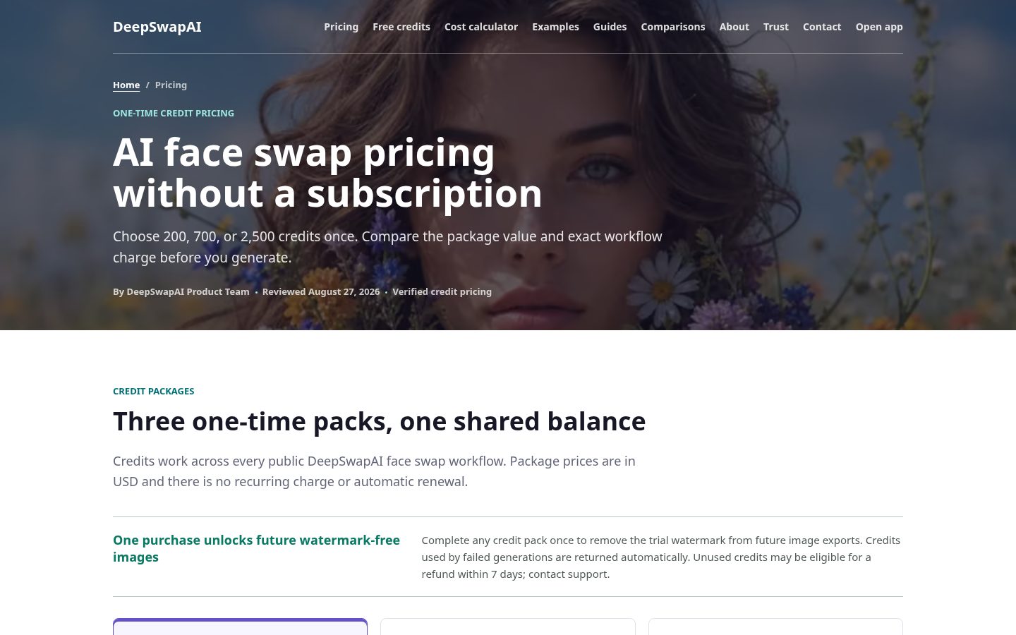 DeepSwapAI Pricing