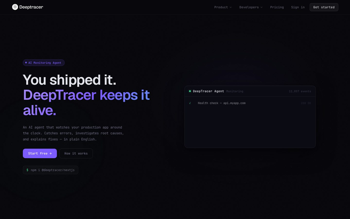 DeepTracer Homepage