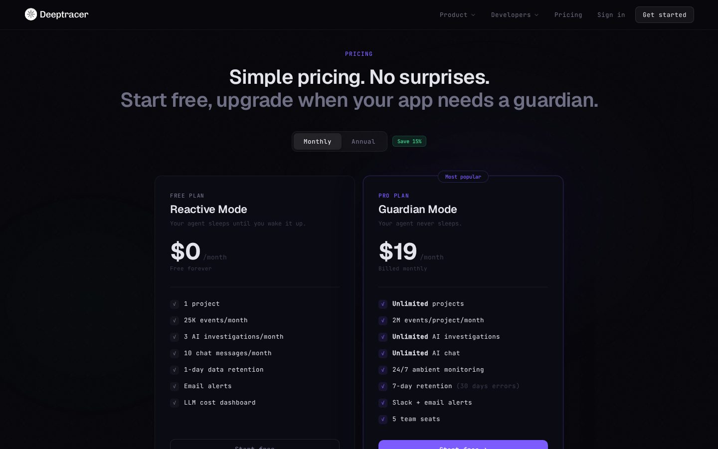 DeepTracer Pricing