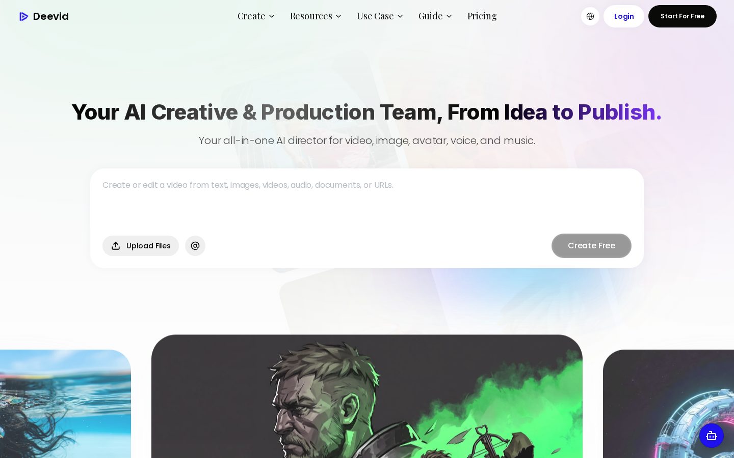 Deevid AI Homepage