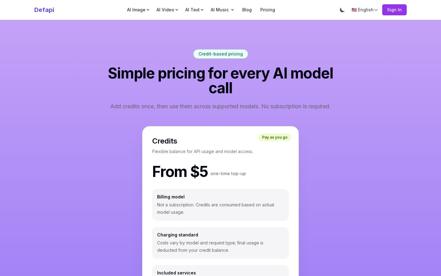 Defapi Pricing