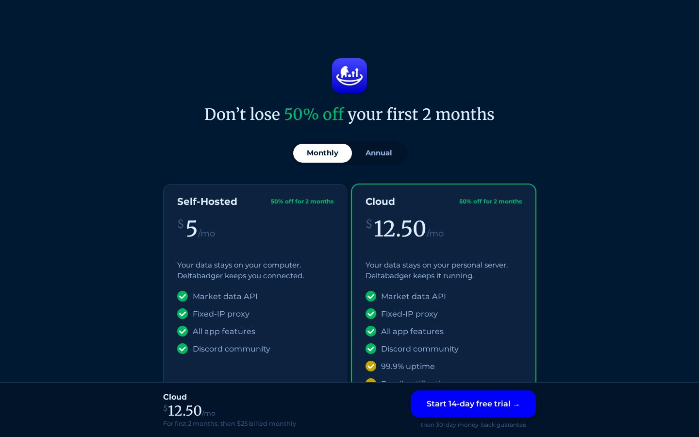 Deltabadger Pricing