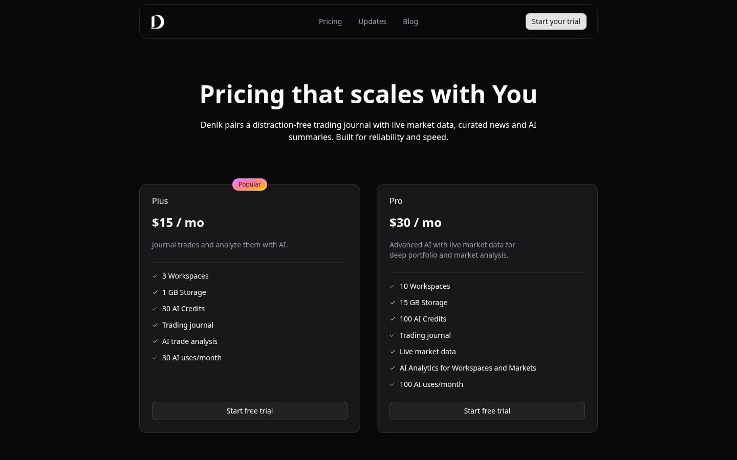 Denik Pricing