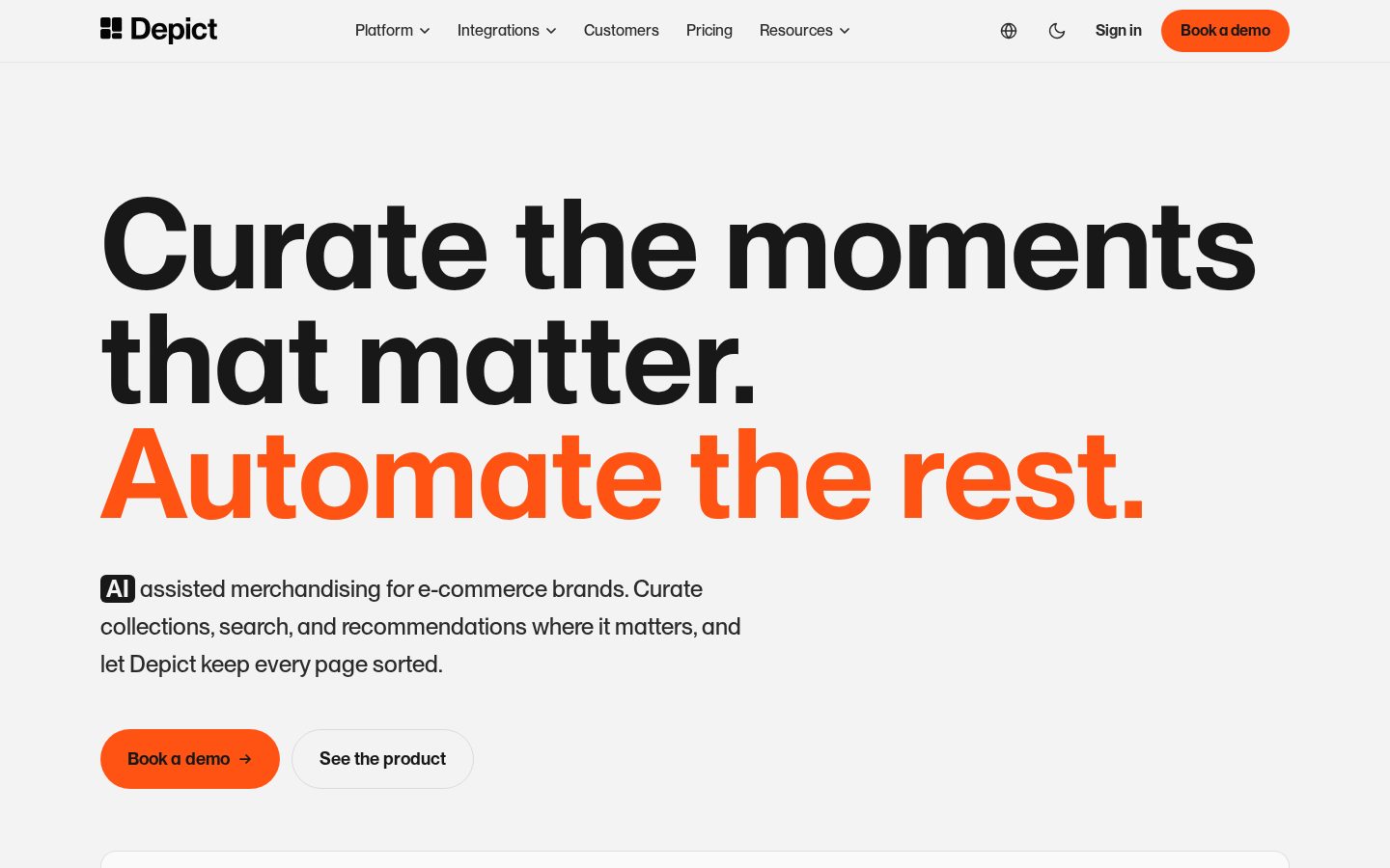 Depict AI Homepage