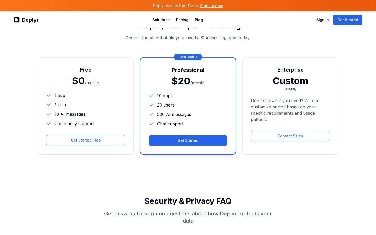 Deplyr Pricing