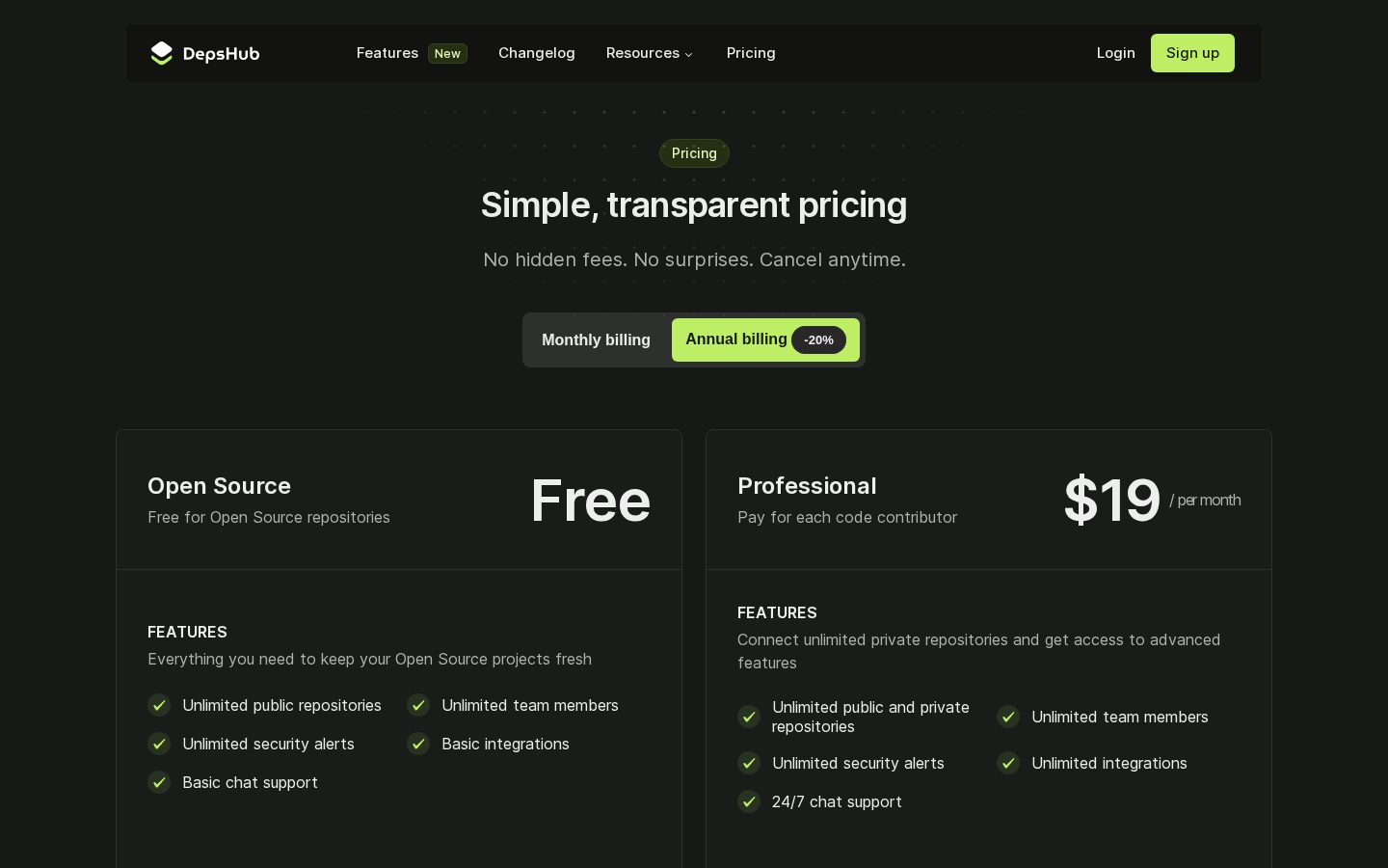 DepsHub Pricing