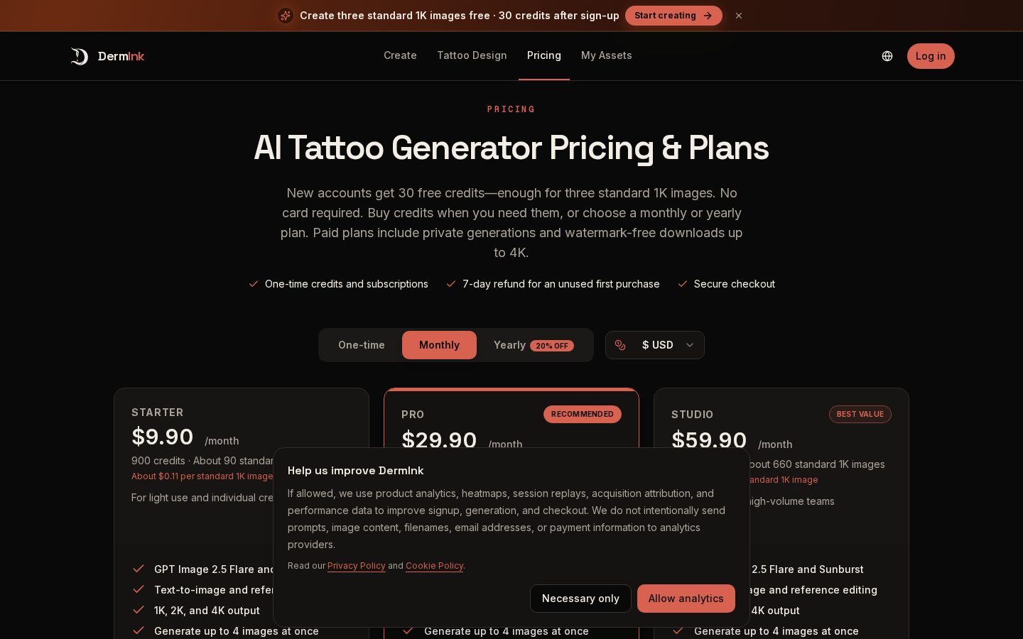 DermInk Pricing
