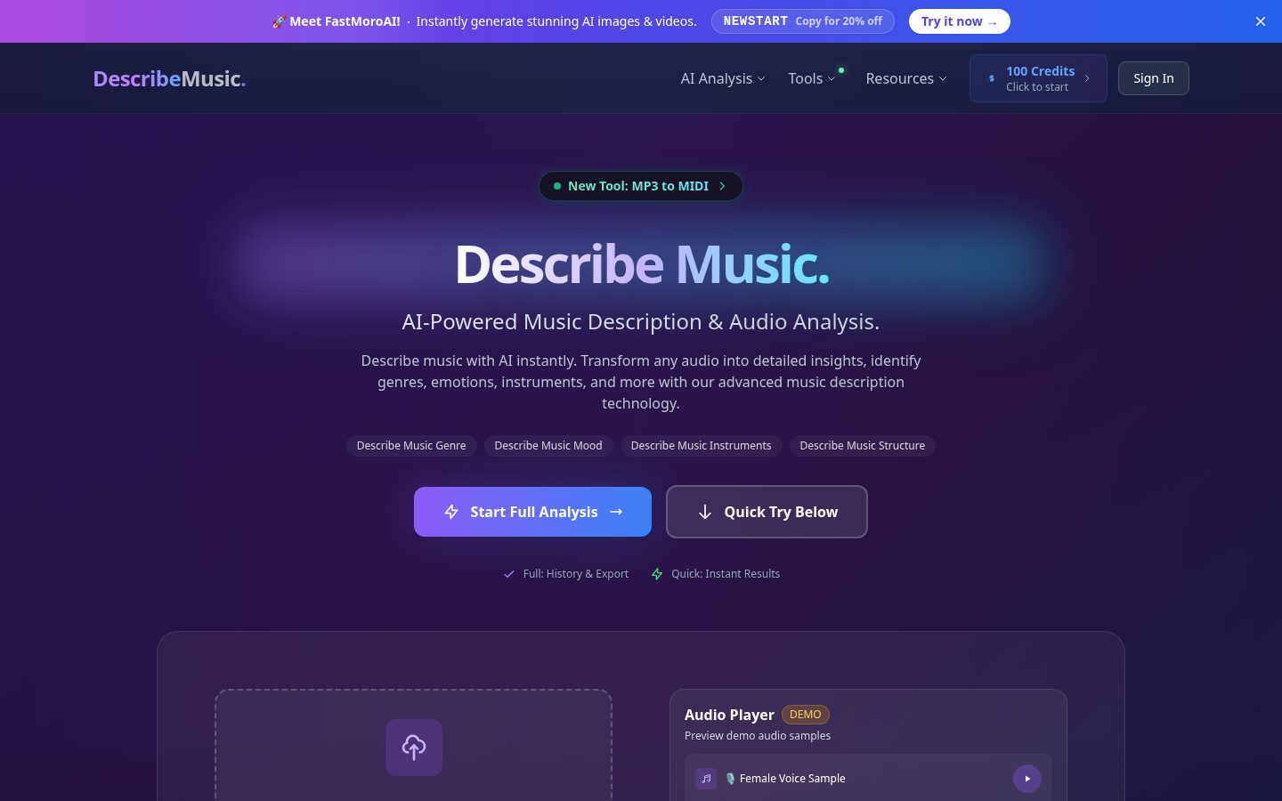 Describe Music Homepage