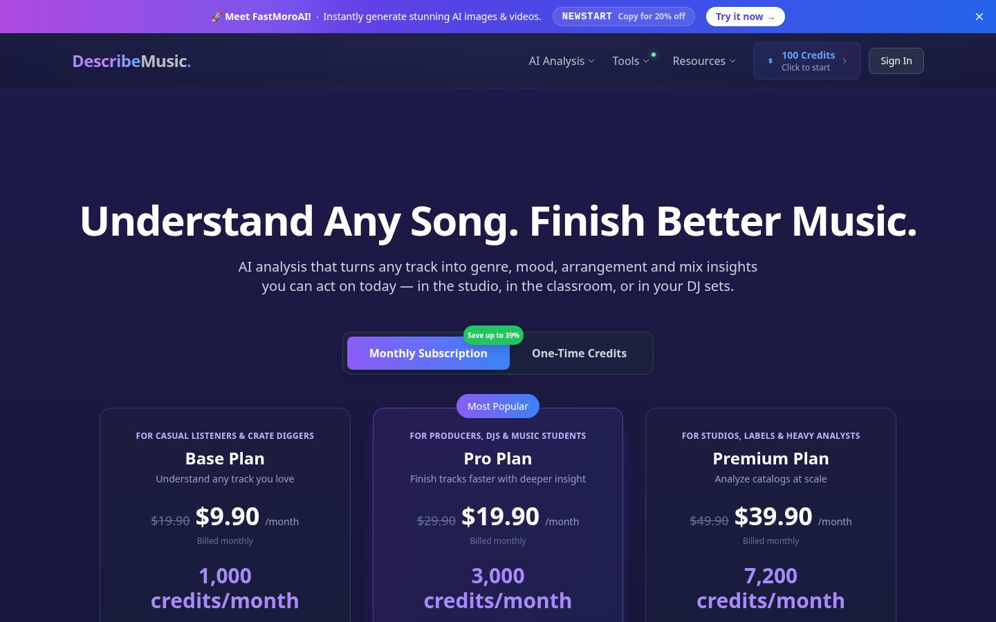 Describe Music Pricing