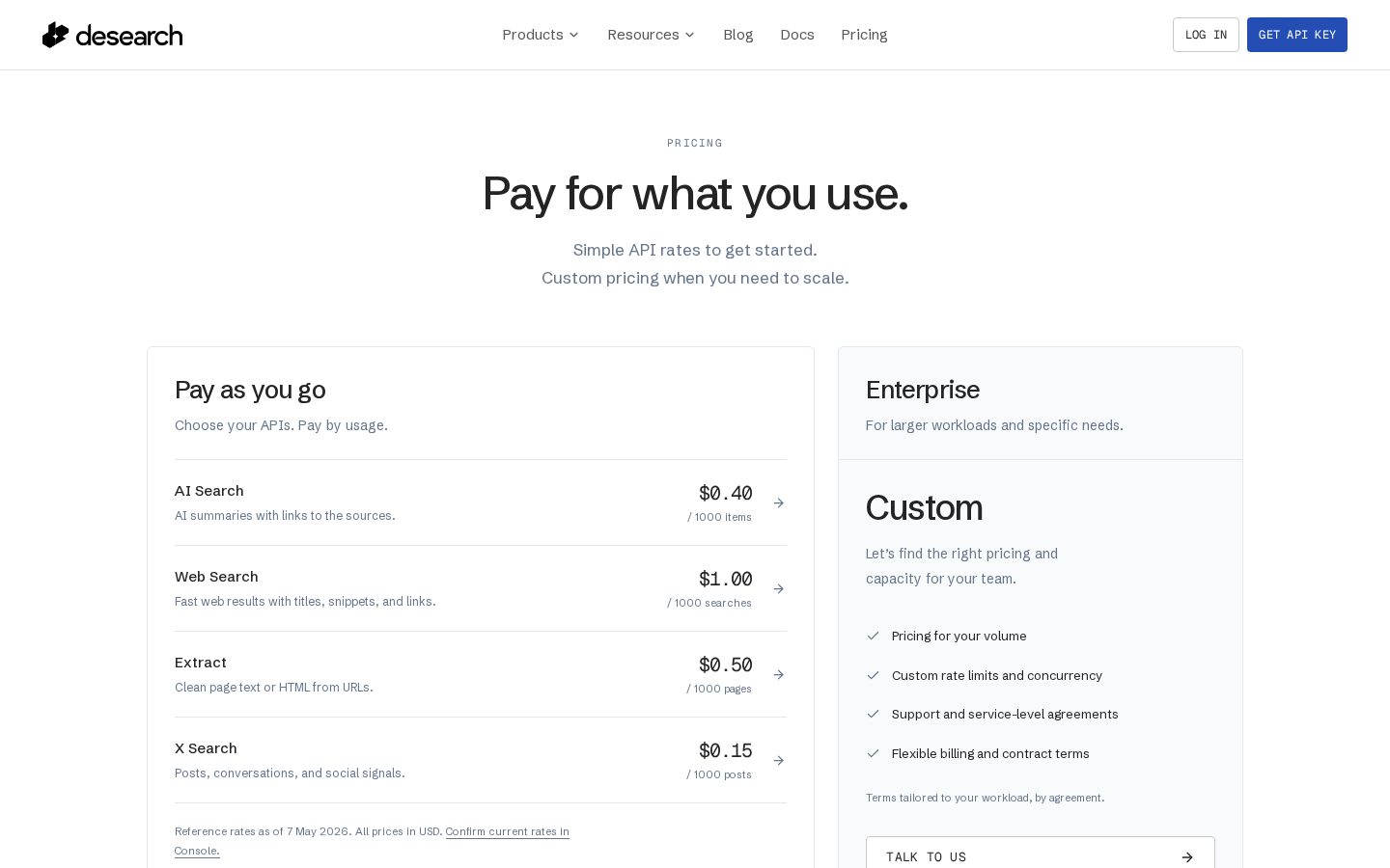 Desearch Pricing