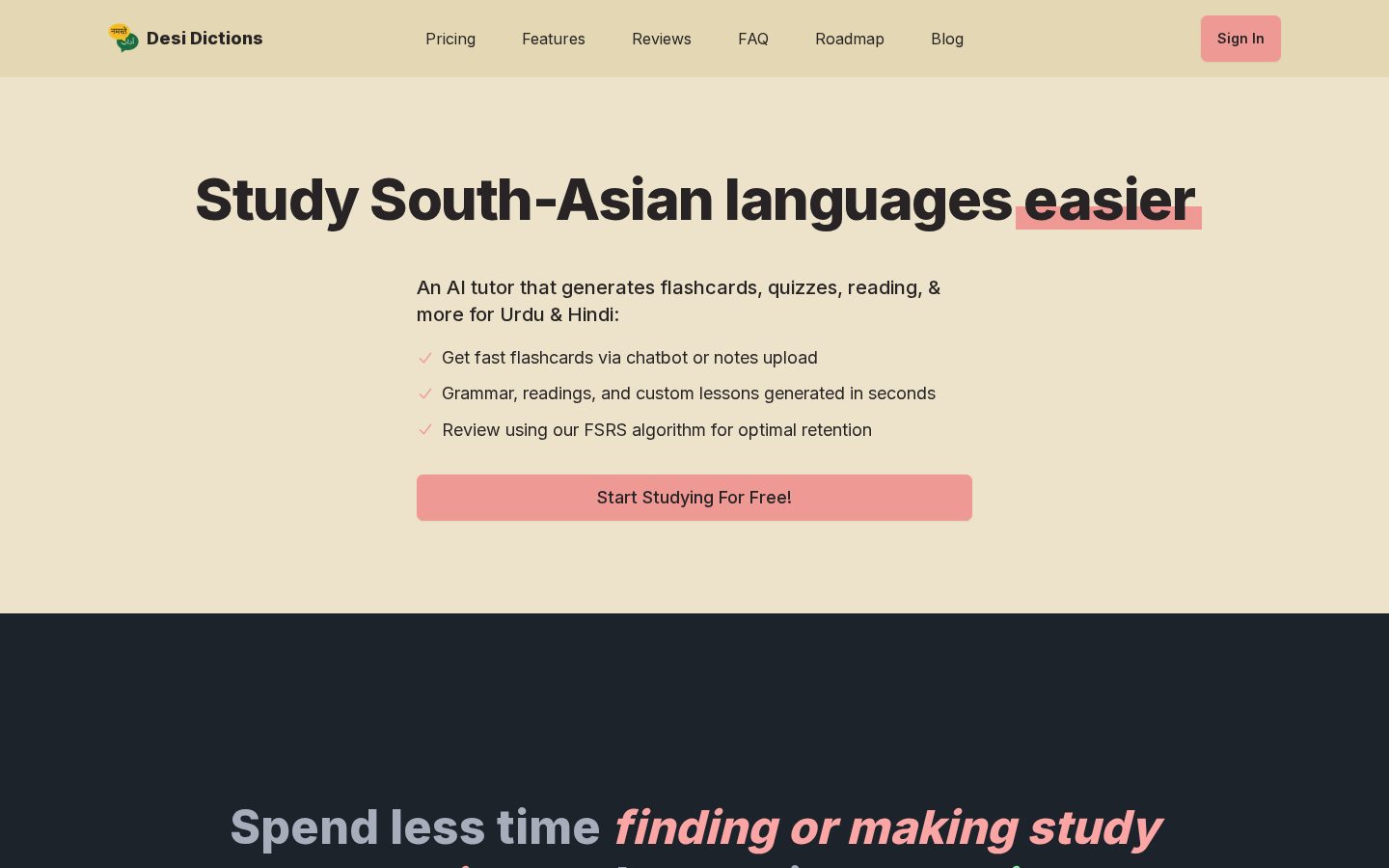 Desi Dictions Homepage