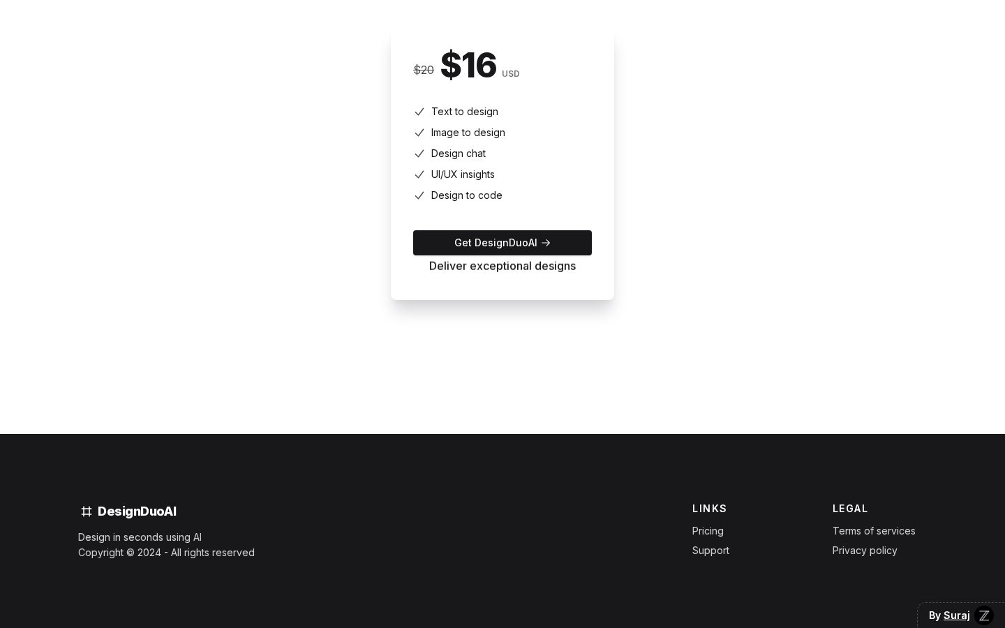 DesignDuoAI Pricing