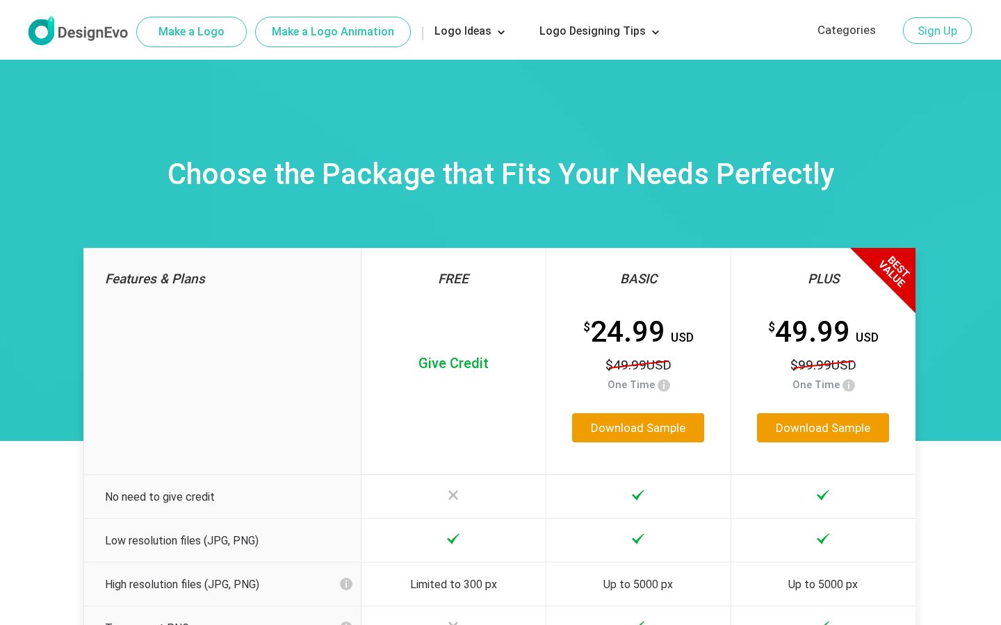 DesignEvo Pricing