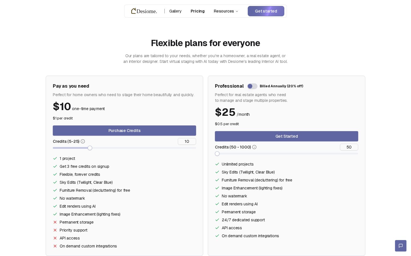 Desiome Pricing