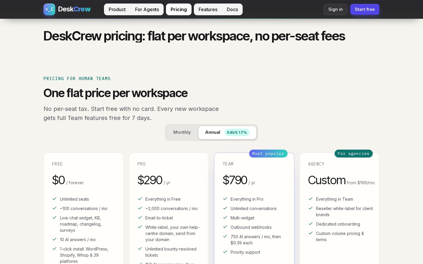 DeskCrew Pricing