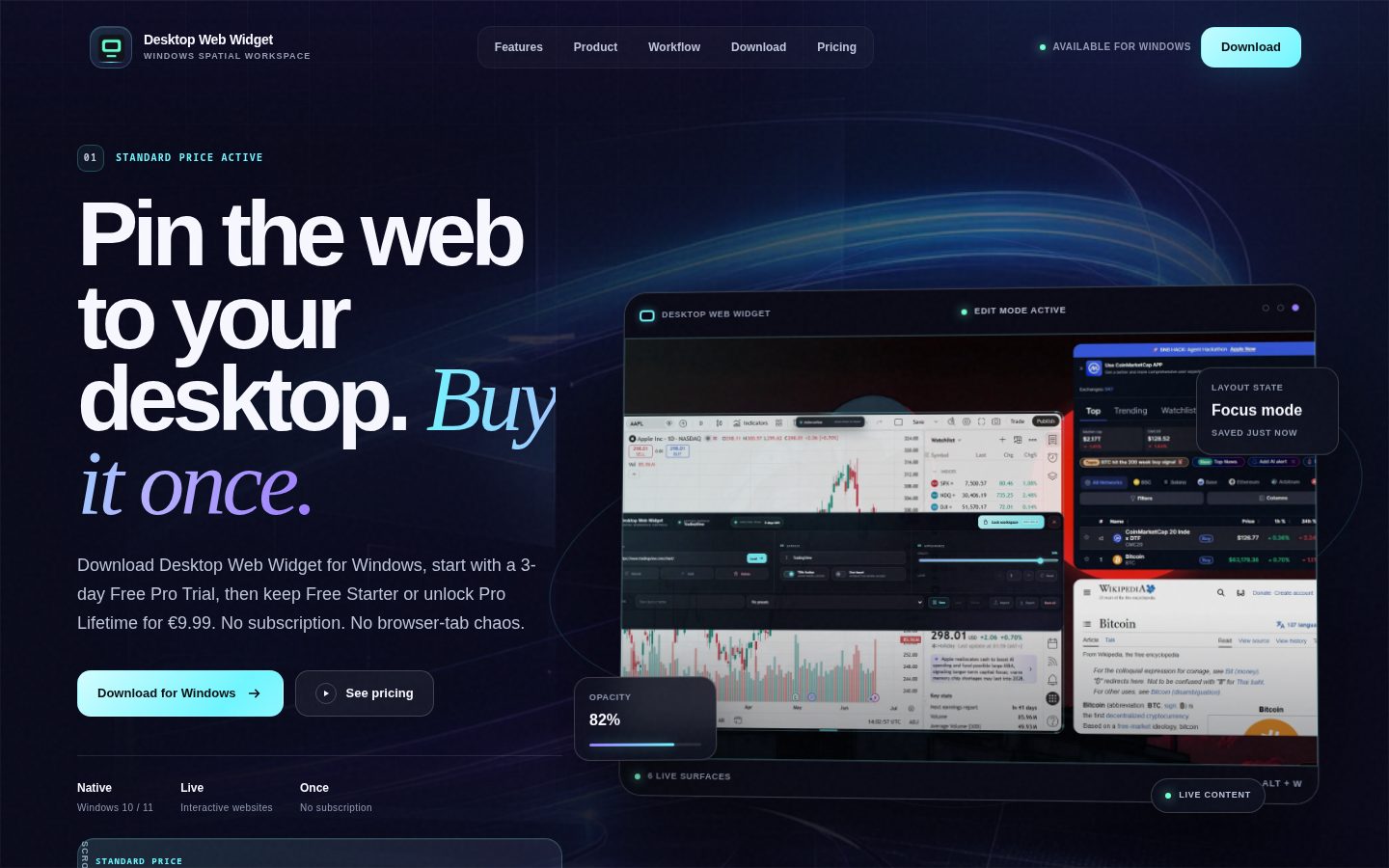 Desktop Web Widget Homepage