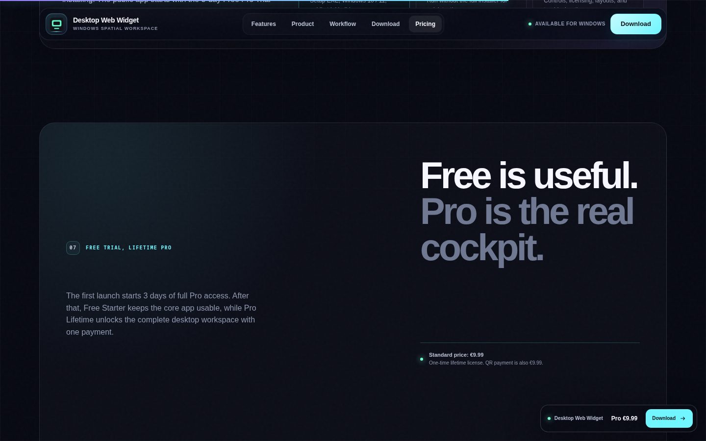 Desktop Web Widget Pricing