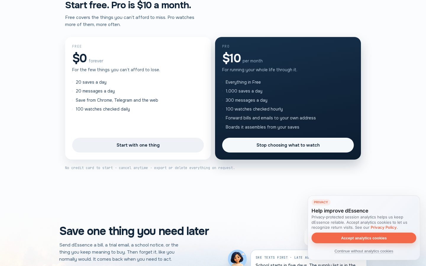 dEssence Pricing
