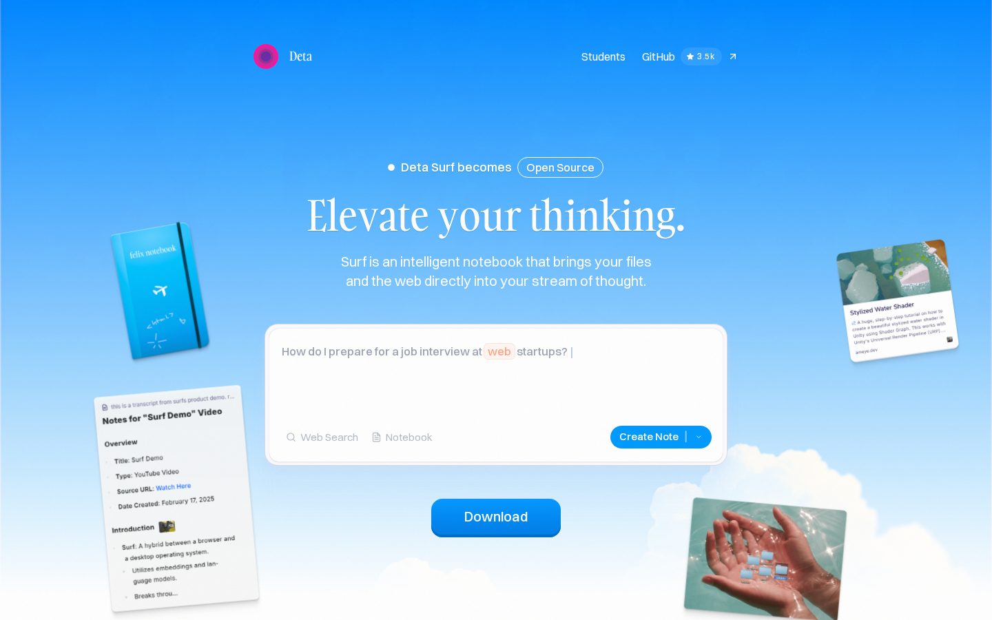 Deta Surf (Beta) Homepage