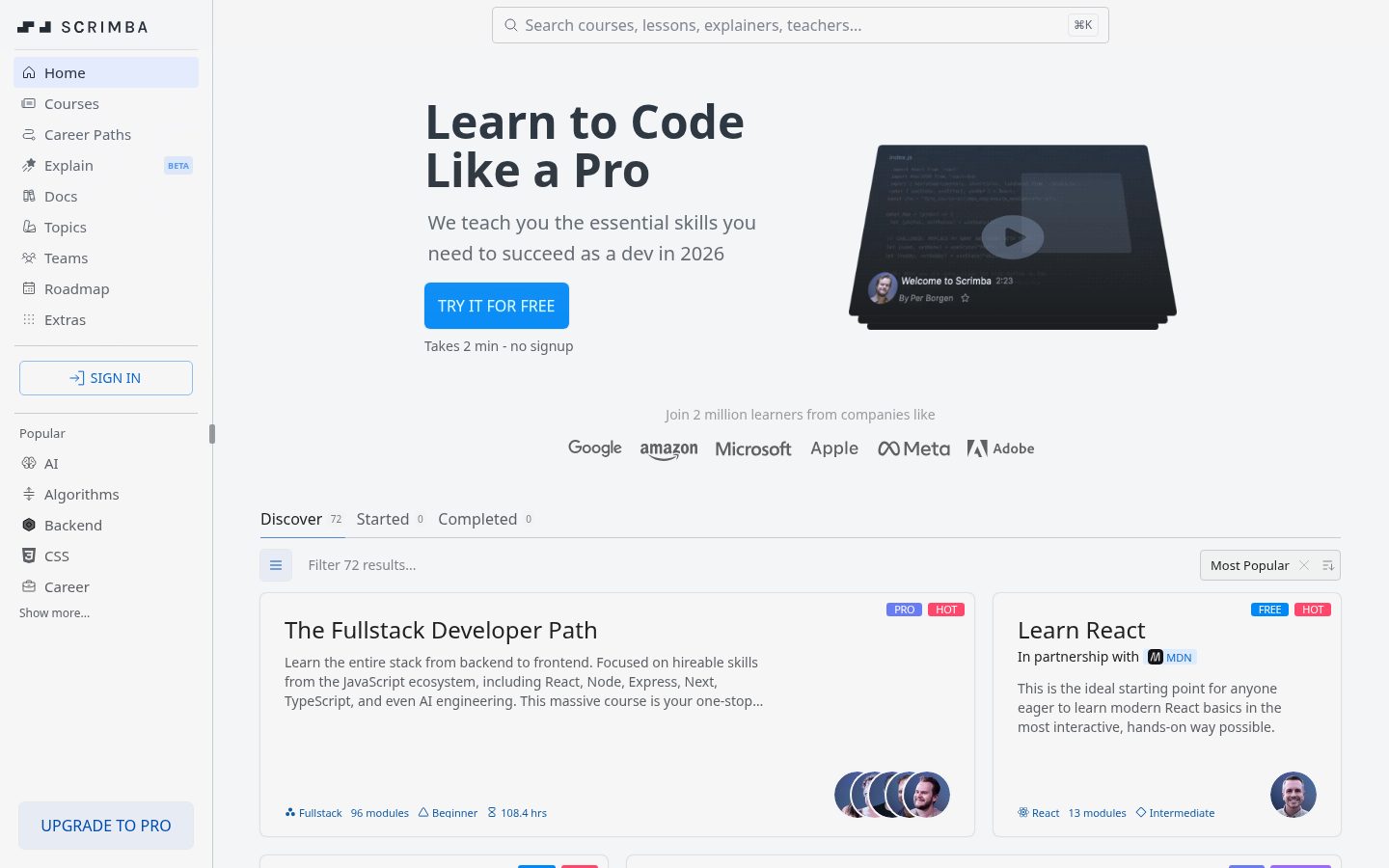 Dev Atrophy Test Homepage