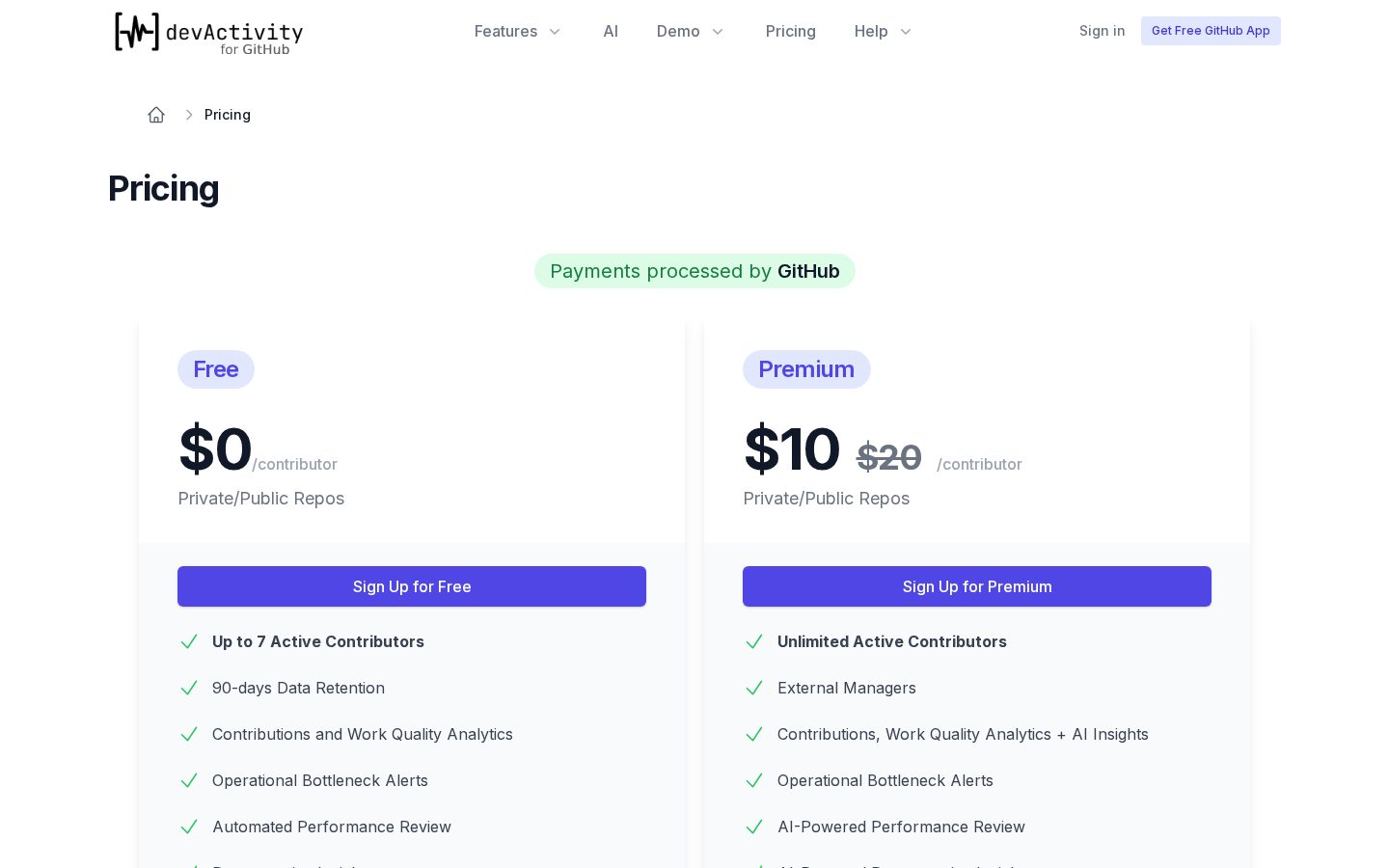 devActivity Pricing