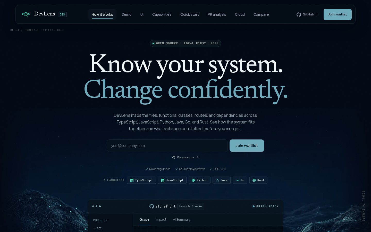 DevLens Homepage