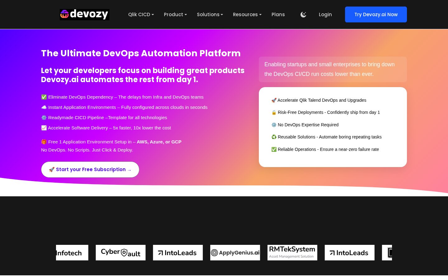 Devozy.ai Homepage
