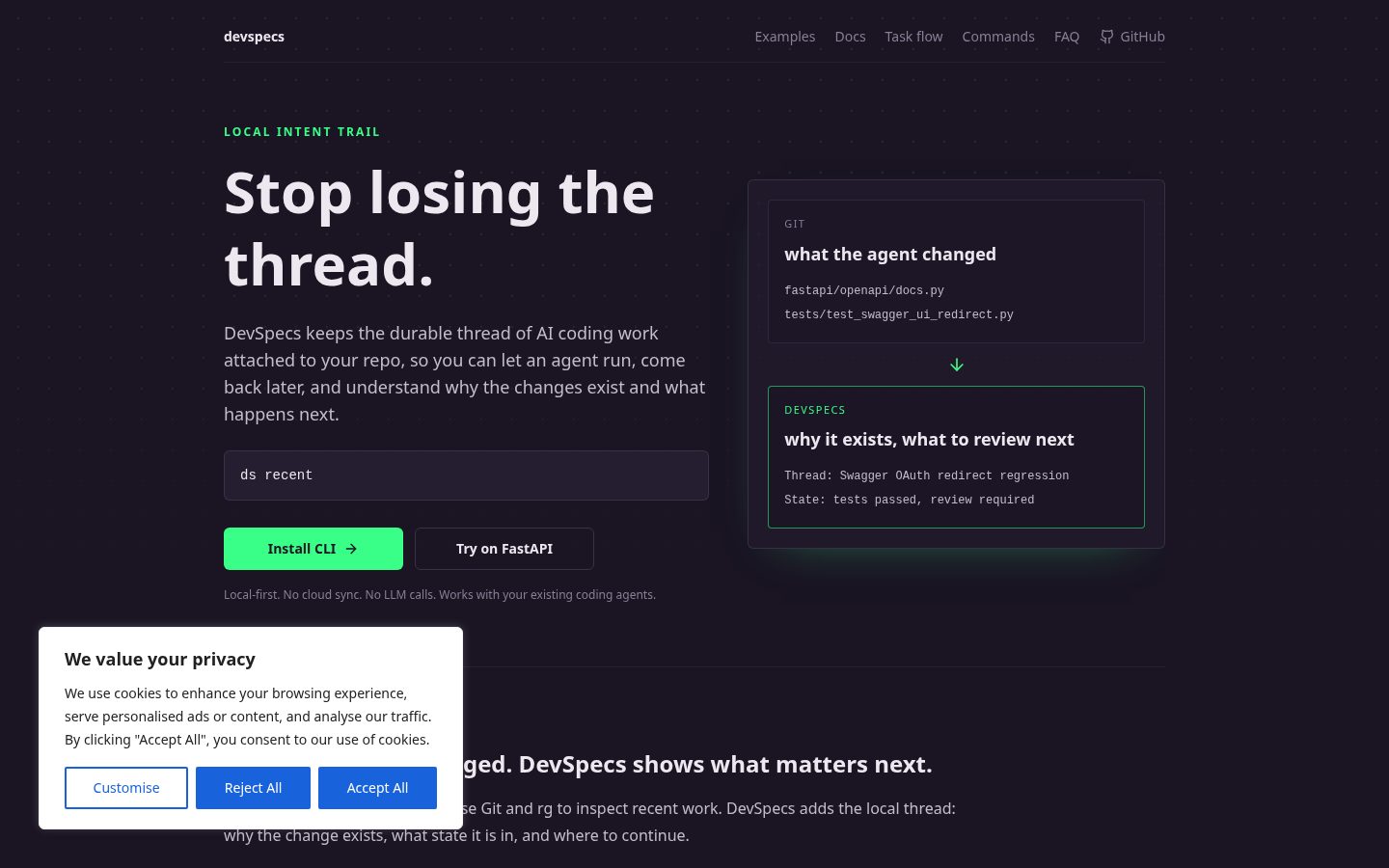 DevSpecs Homepage