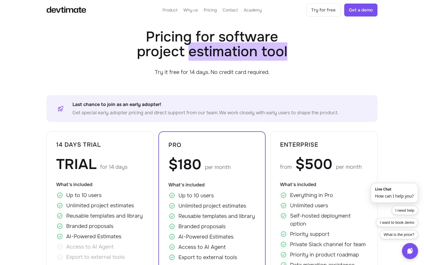 devtimate Pricing