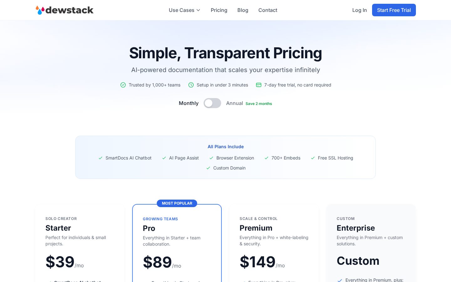 Dewstack Pricing