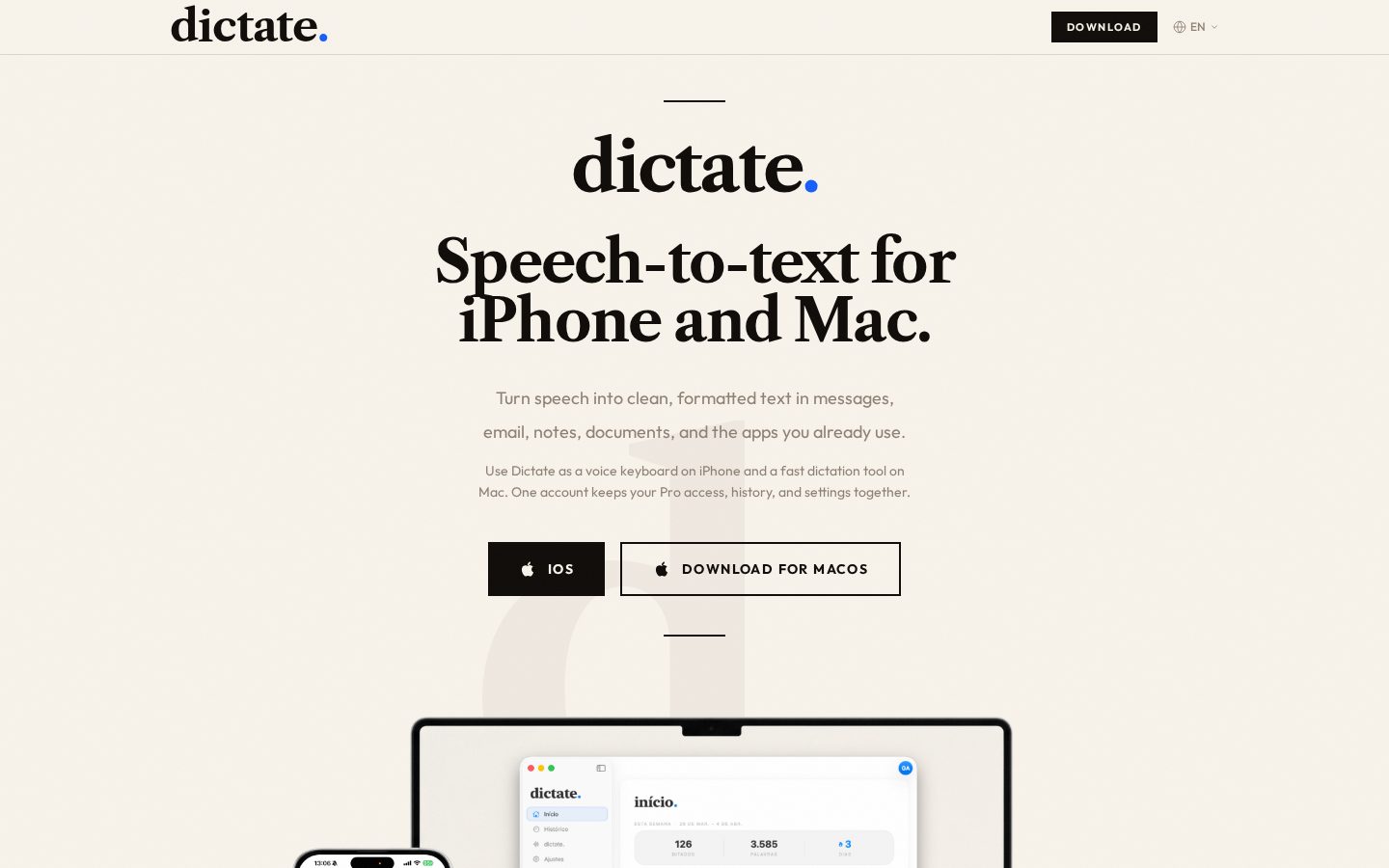 dictate. Homepage