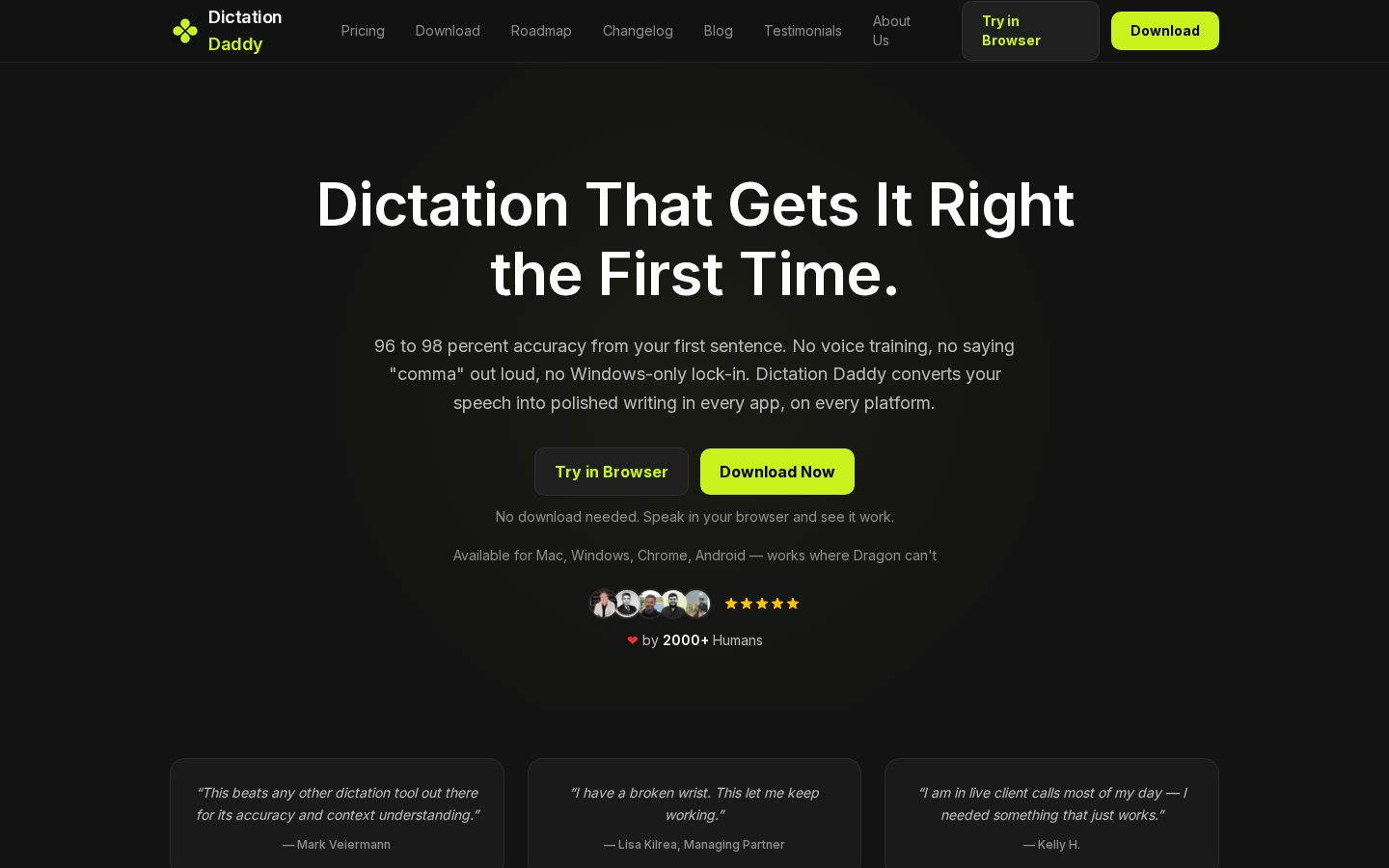 Dictation Daddy Homepage