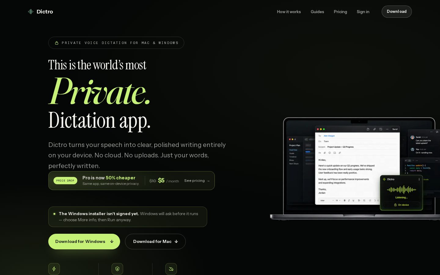 Dictro Homepage