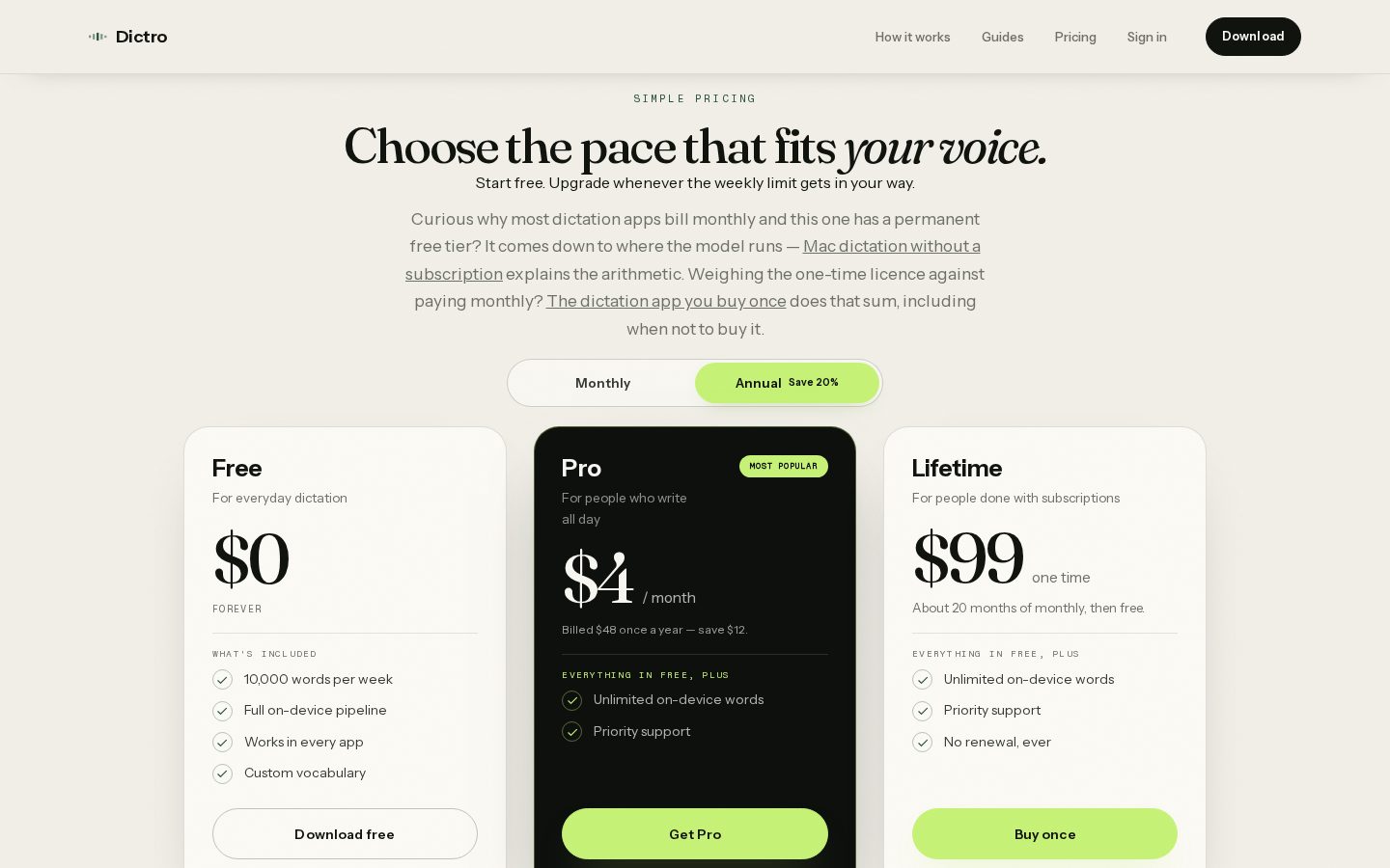 Dictro Pricing