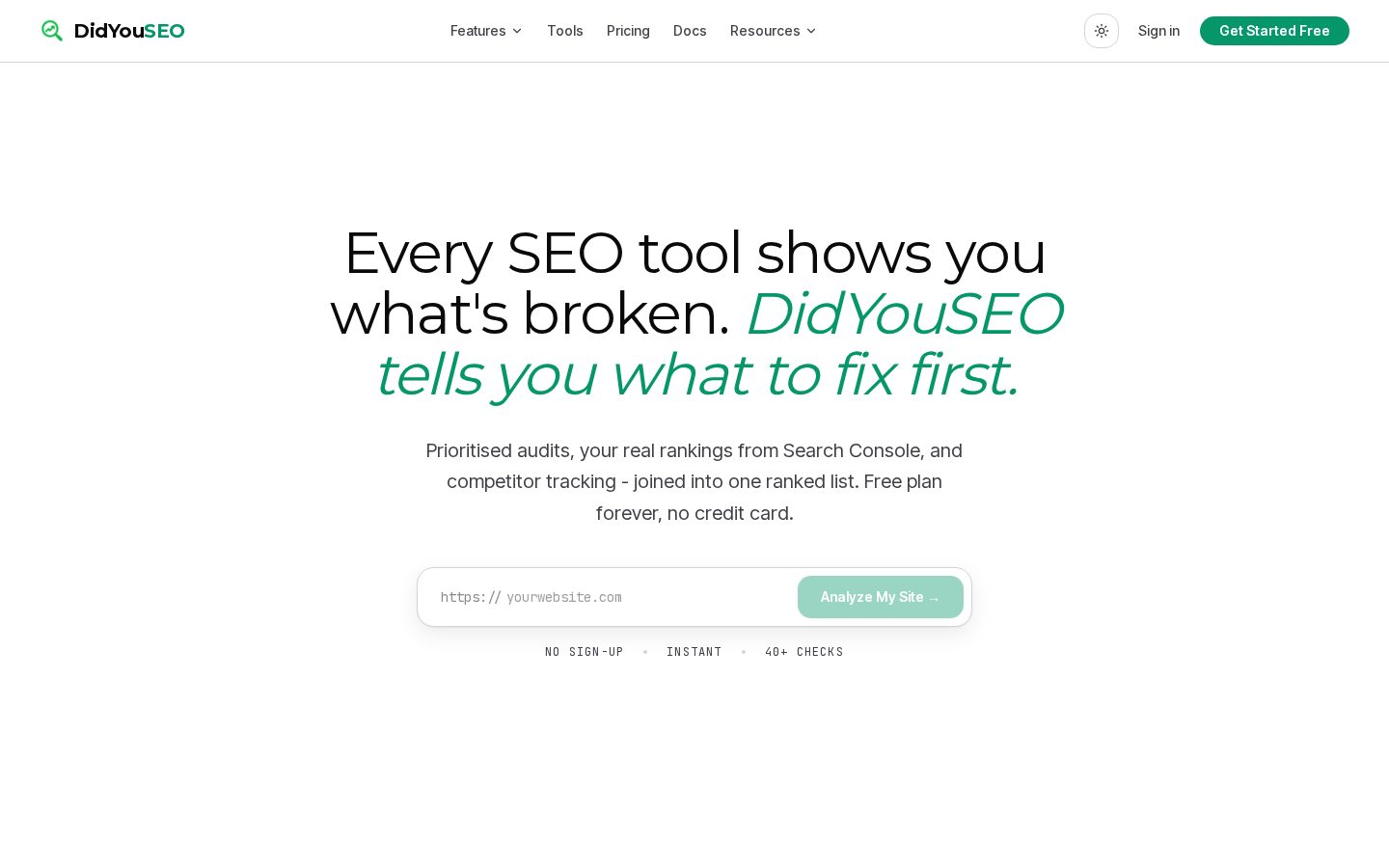 DidYouSEO Homepage