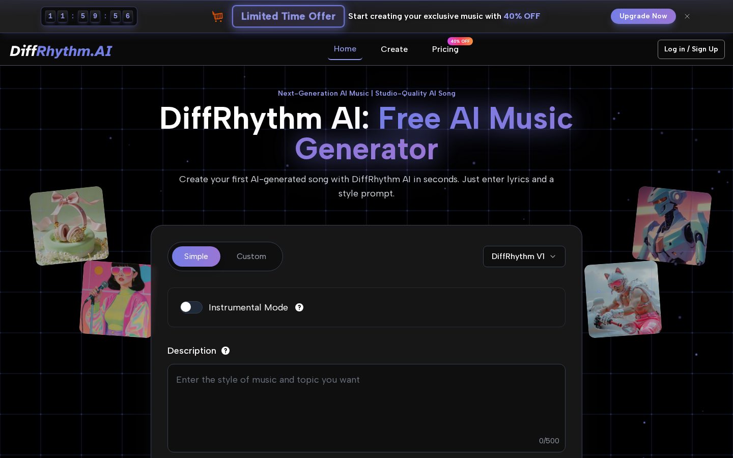 DiffRhythm AI Music Homepage