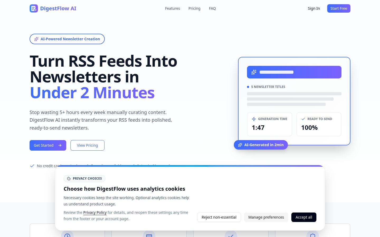 DigestFlow AI Homepage