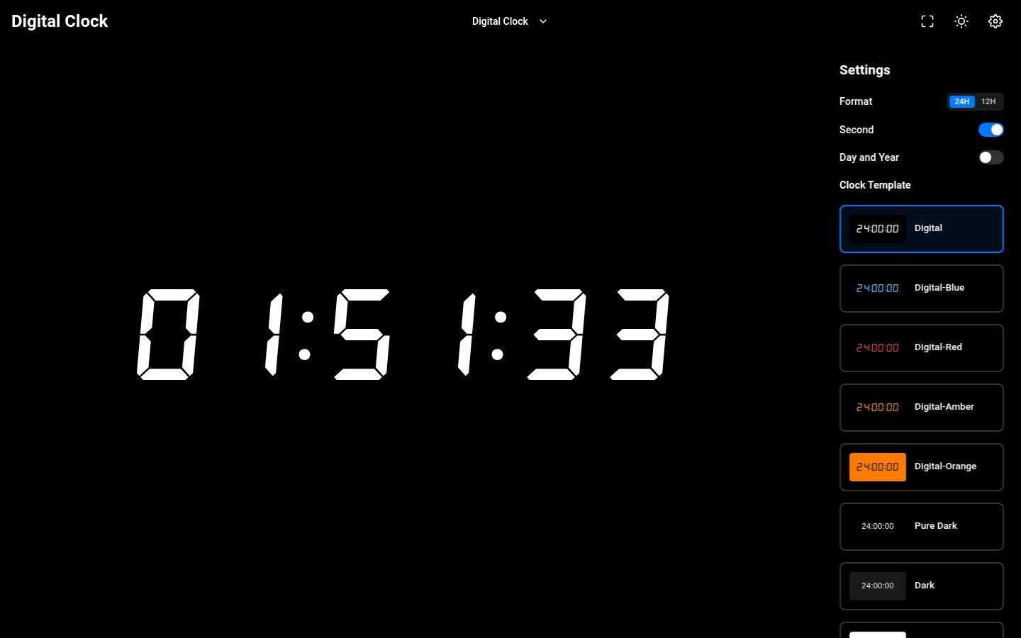 digital clock Homepage