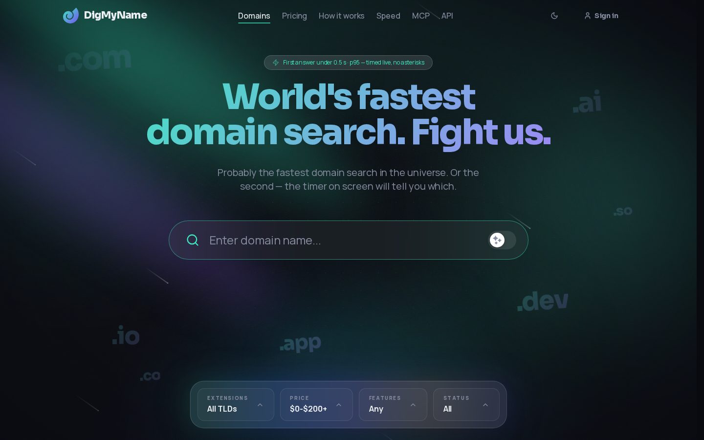 DigMyName Homepage