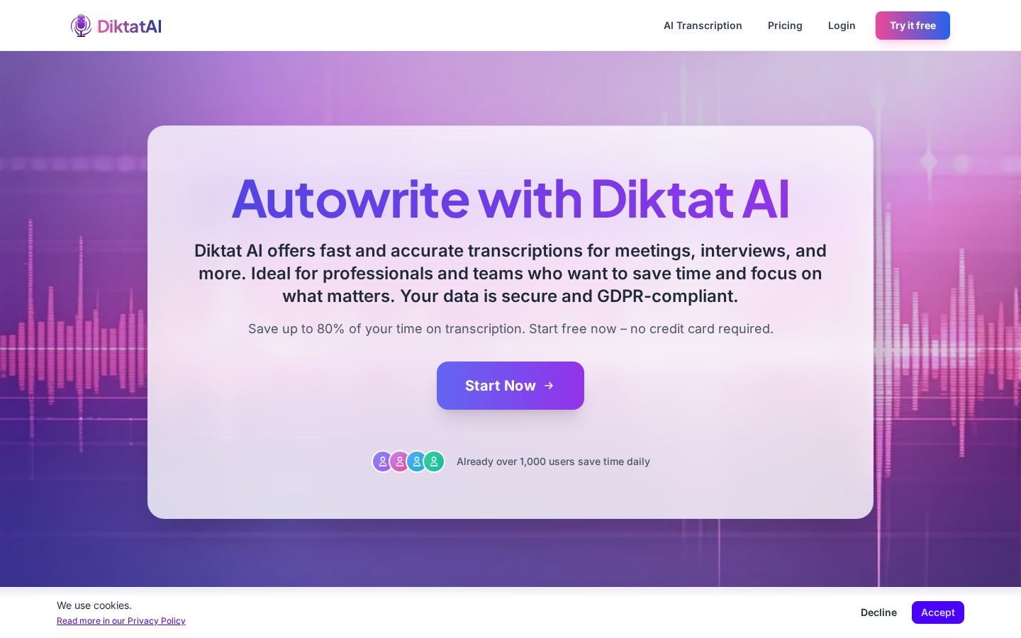 Diktat AI Homepage