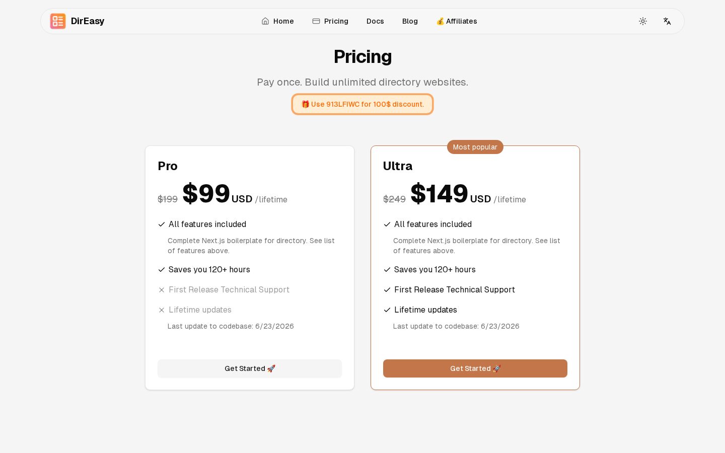 DirEasy Pricing
