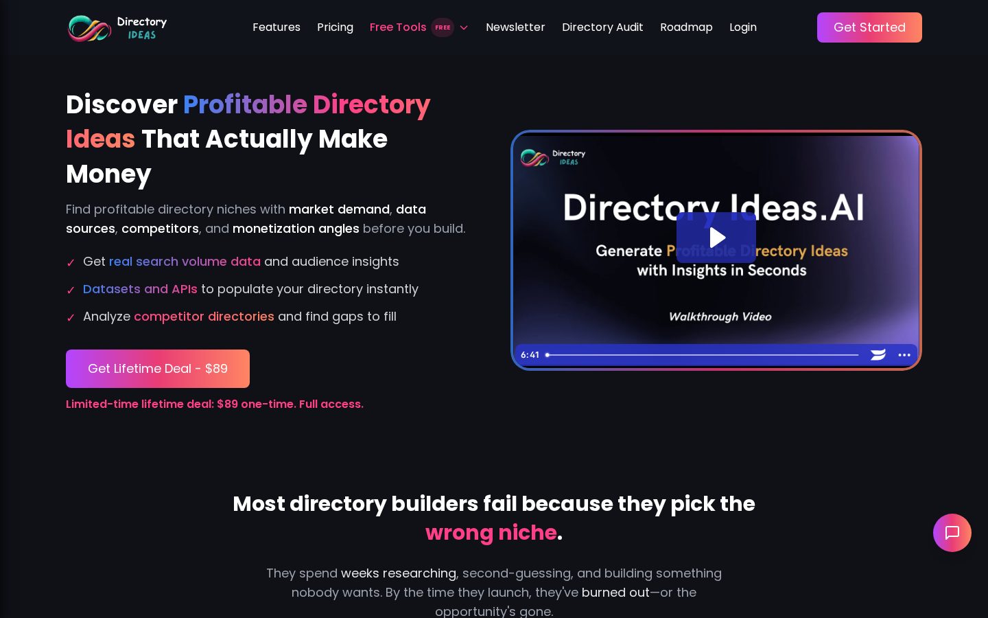 Directory Ideas.ai Homepage