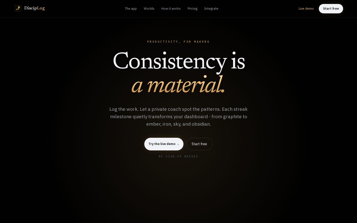 DiscipLog Homepage