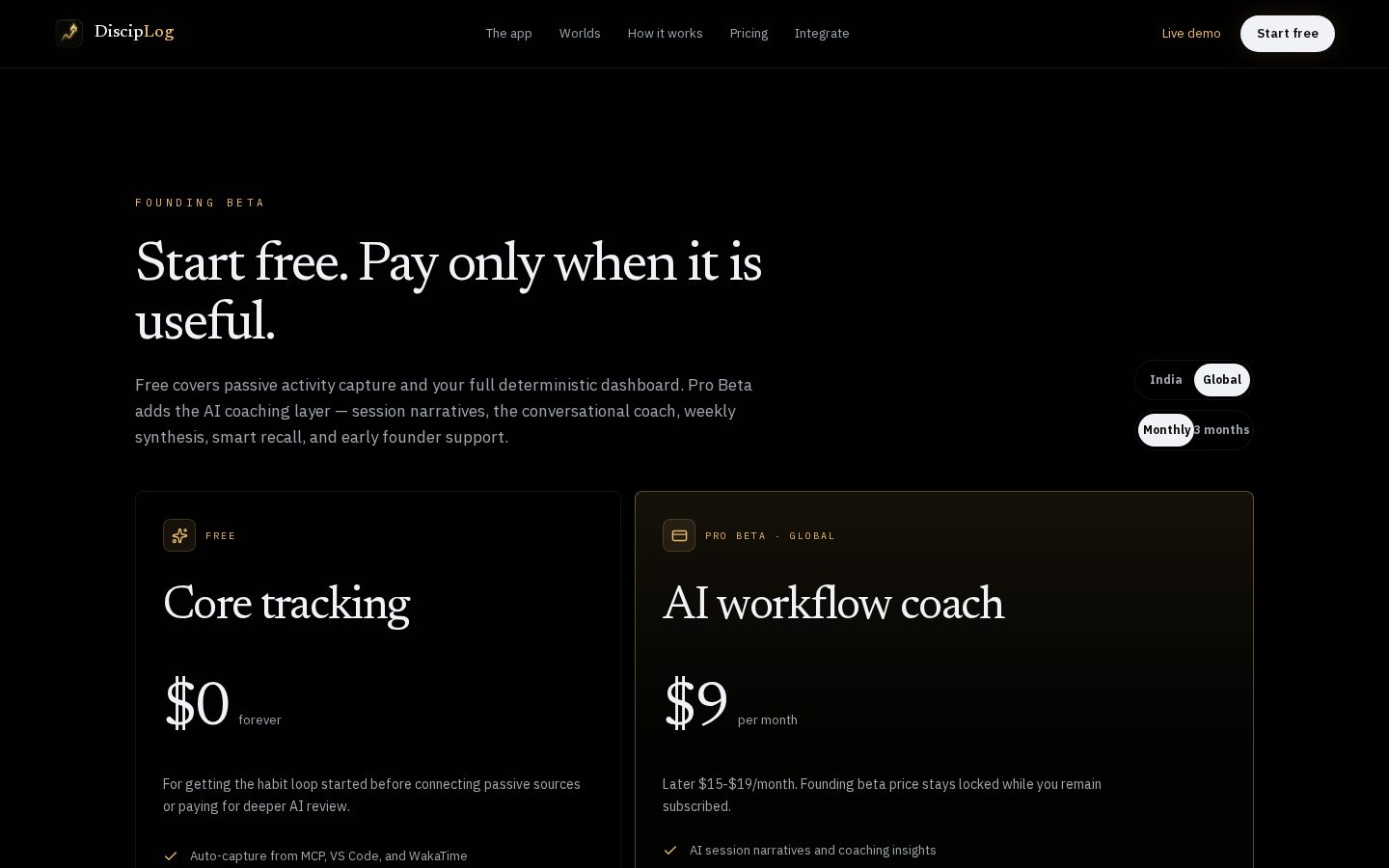 DiscipLog Pricing