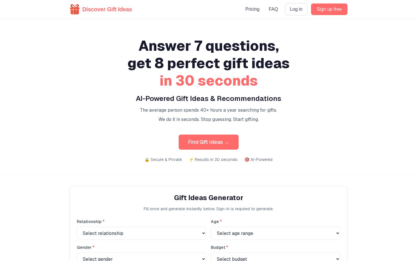 Discover Gift Ideas Homepage