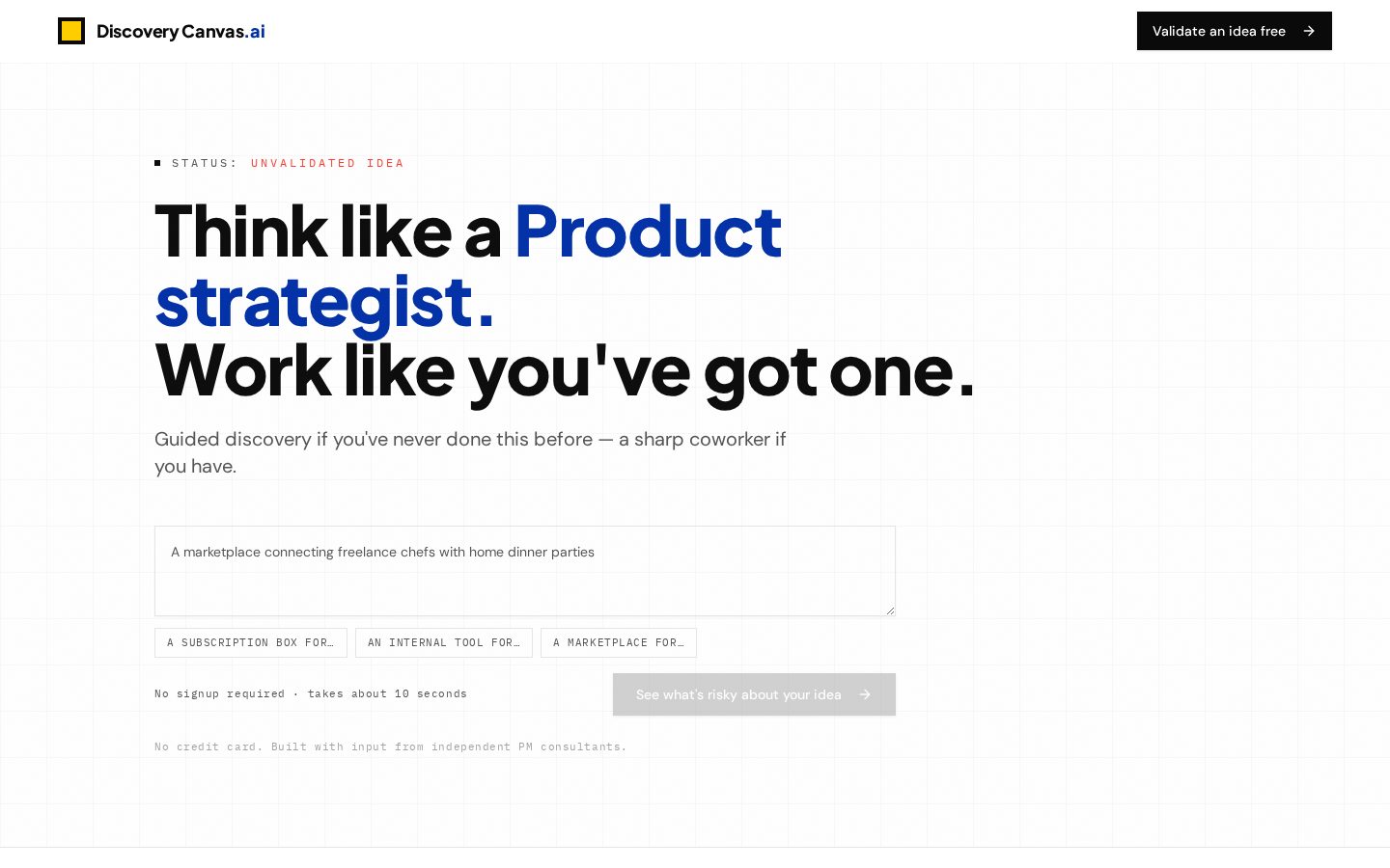 Discovery Canvas AI Homepage
