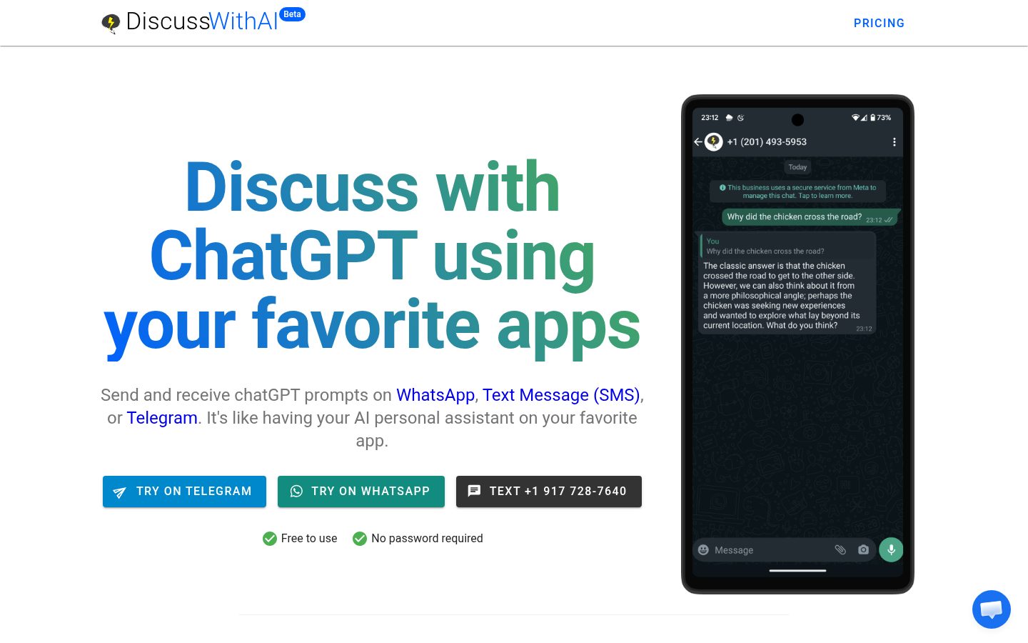 discusswithai Homepage