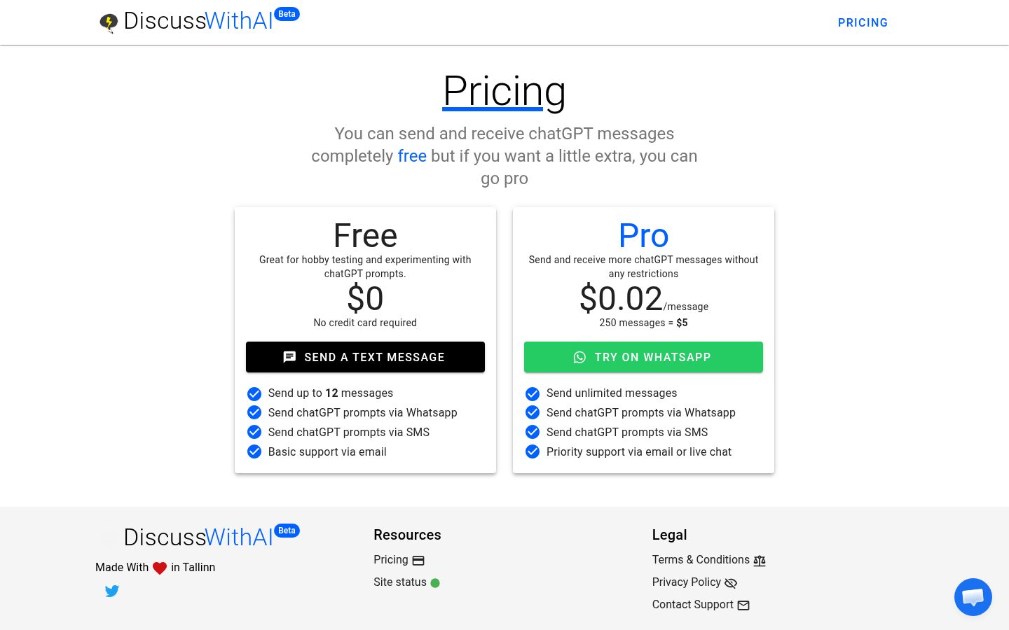 discusswithai Pricing