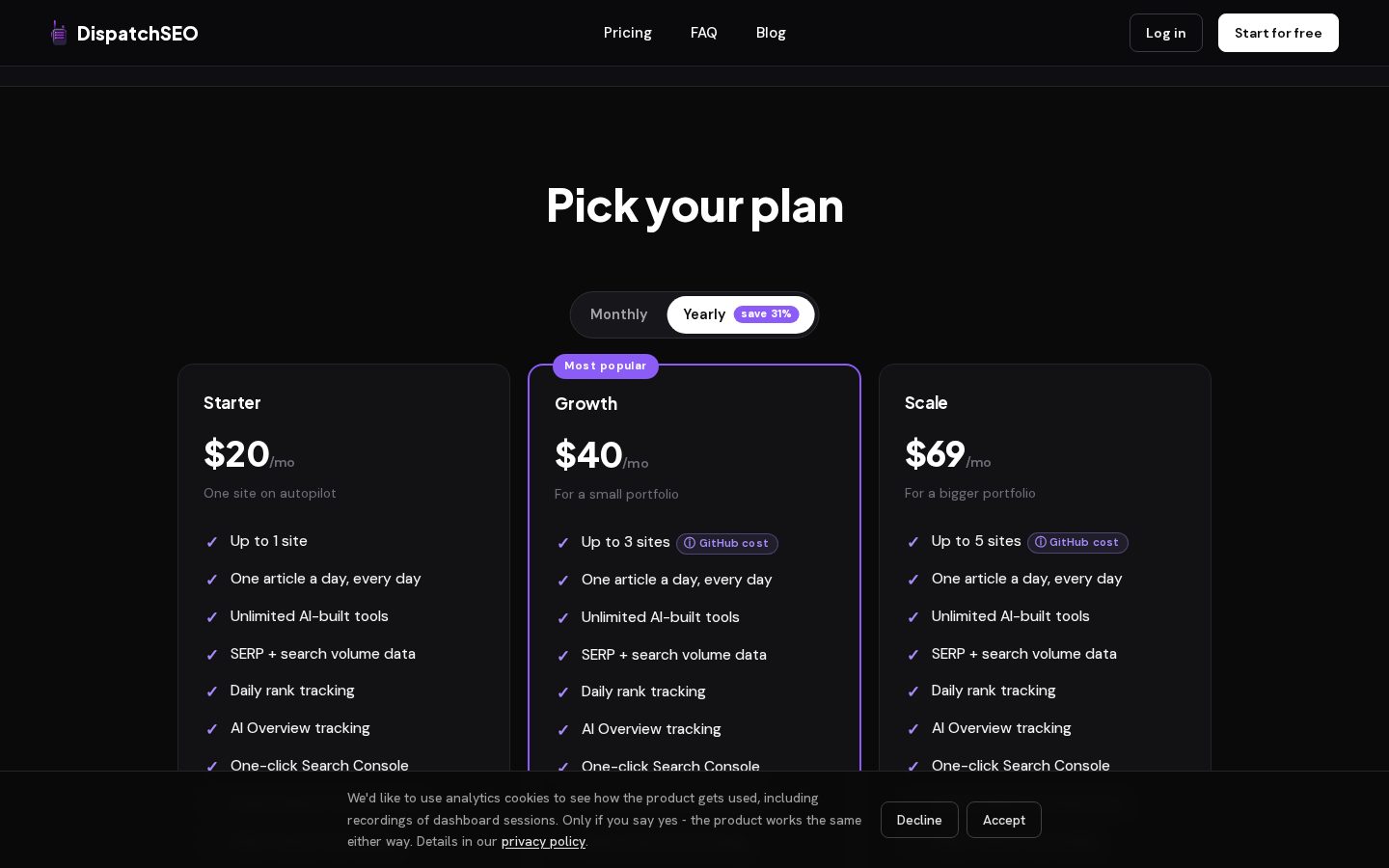 DispatchSEO Pricing