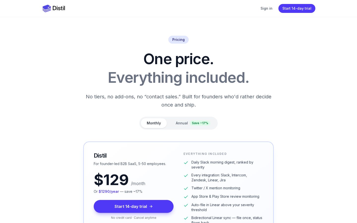 Distil Pricing